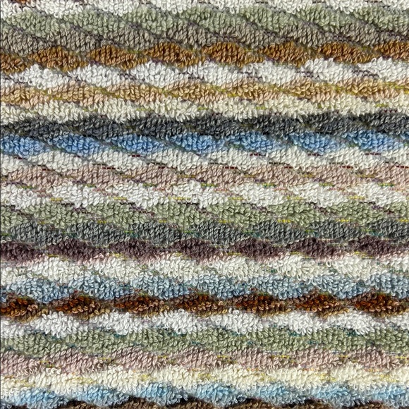 Deborah Connolly Bath Towel Set Green Blue Striped Textured Fall Decor 2 Pc NEW - Picture 4 of 8